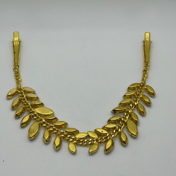 Vintage Sweater Clip Curb Chain Prong Set Acrylic Rhinestones 1950s-1960s - Picture 11 of 13